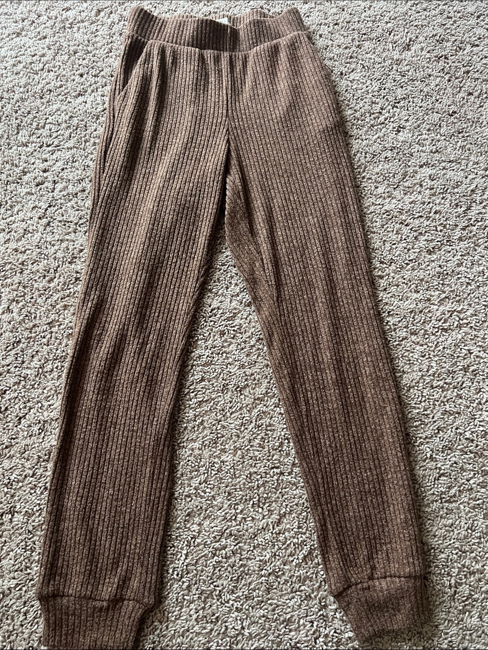 Natural Life Ribbed Knit Jogger Pants Brown Size Small